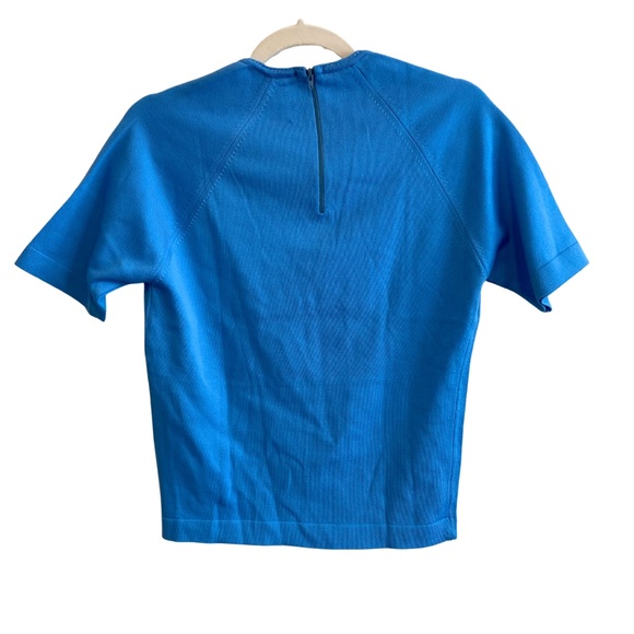 VINTAGE 60s Blue Polyester Shirt - Picture 3 of 4